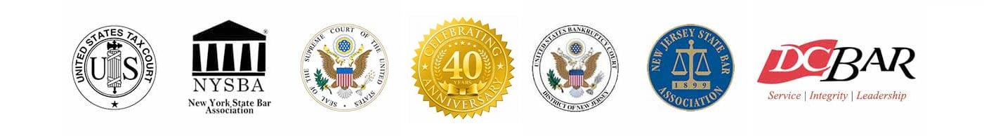 United States Tax Court | New York State Bar Association | Seal Of The Supreme Court Of The United States | Celebrating 40 Years Anniversary | United States Bankruptcy Court District Of New Jersey | New Jersey State Bar Association 1899 | DC Bar Service Integrity Leadership